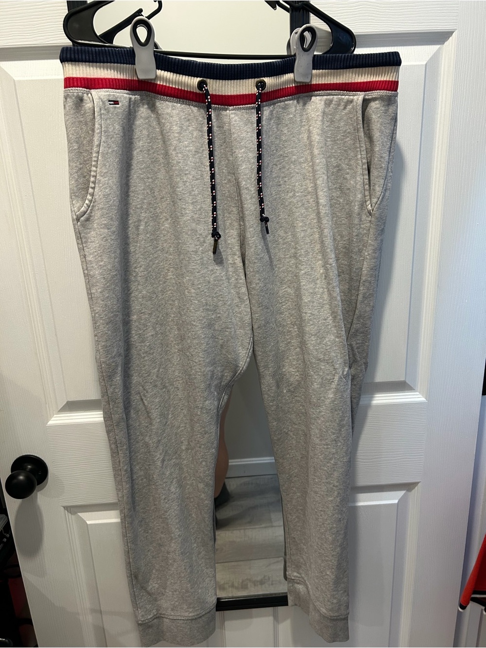 Tommy Hilfiger Light Gray Joggers with Red & Navy Waistband
